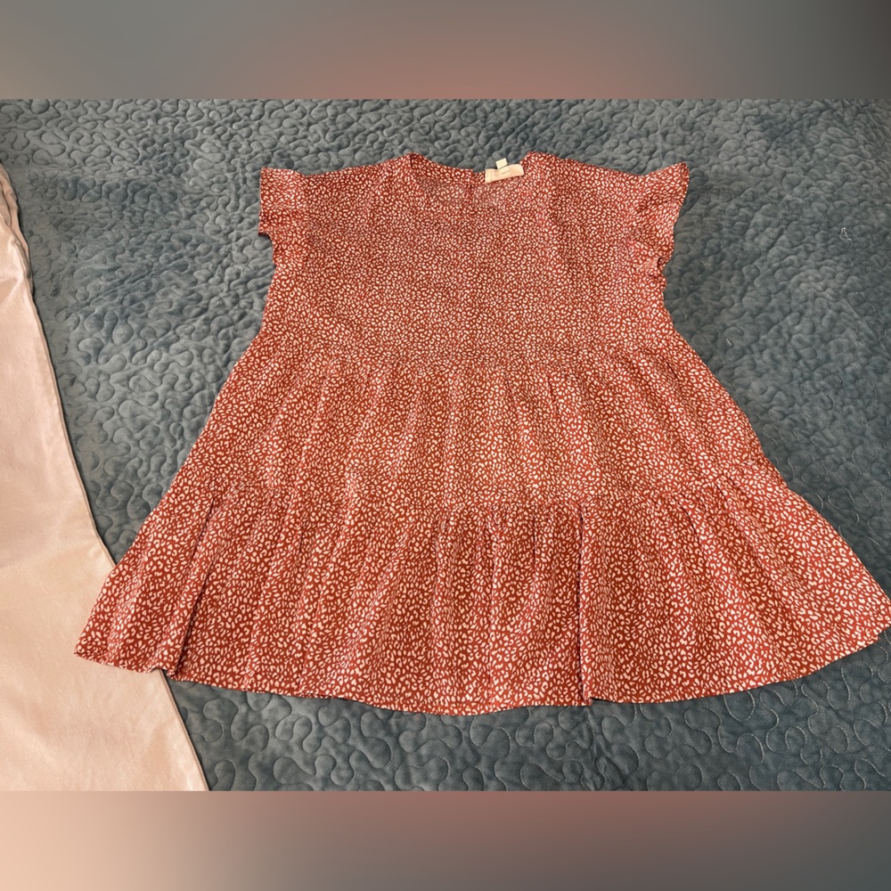 NWT Vanilla Bay Women’s Blouse Top Sz S Baby Doll S/S Coral Relaxed Lightweight